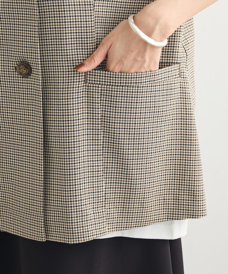 Green Parks「ノースリーブチェックジレ」|ベスト・ジレ|