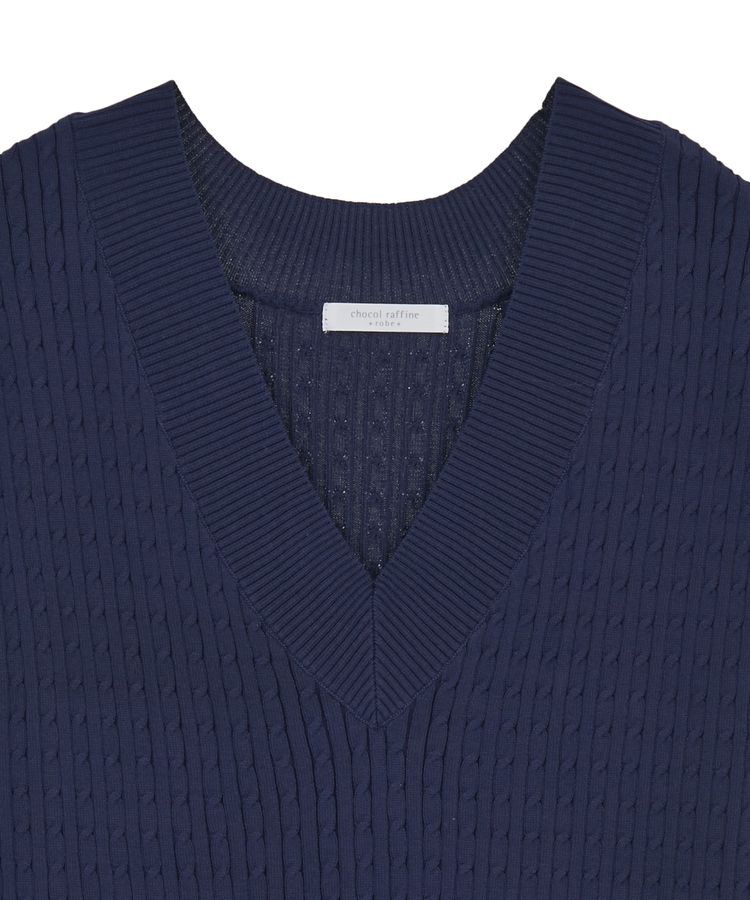 Green Parks「裾ラインケーブルニットベスト」|ベスト・ジレ|