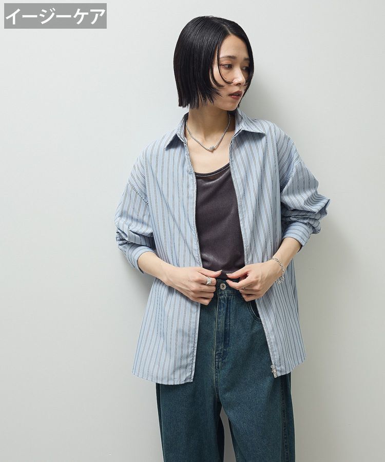 Green Parks「イージーケアアソートZIPシャツ」|シャツ・ブラウス|Blue