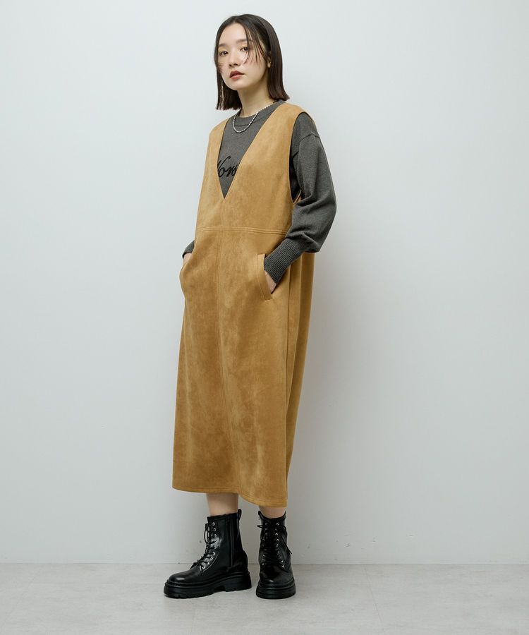 Green Parks「なめらかタッチスウェード調ジャンパースカート」|ジャンパースカート|