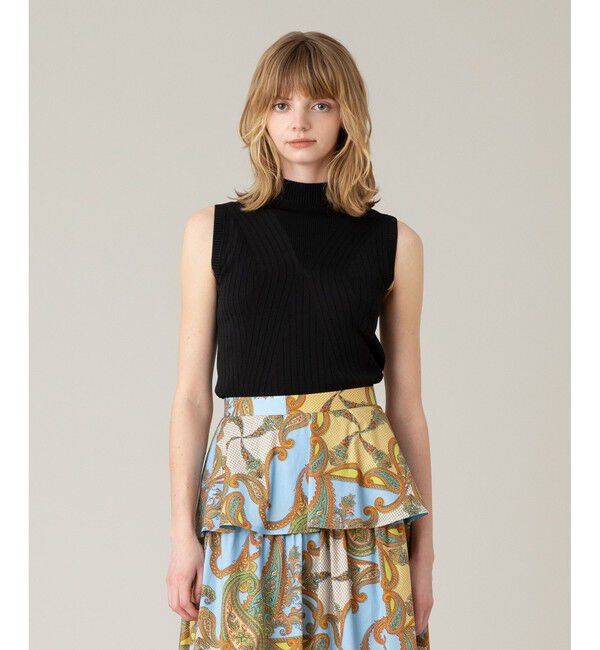 LOULOU WILLOUGHBY「【LOULOU WILLOUGHBY】リブキリカエモックネックプルオーバー」|ニット・セーター|