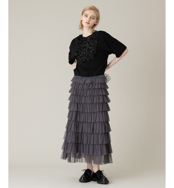 LOULOU WILLOUGHBY「【LOULOU WILLOUGHBY】ティアードチュールスカート」|スカート|