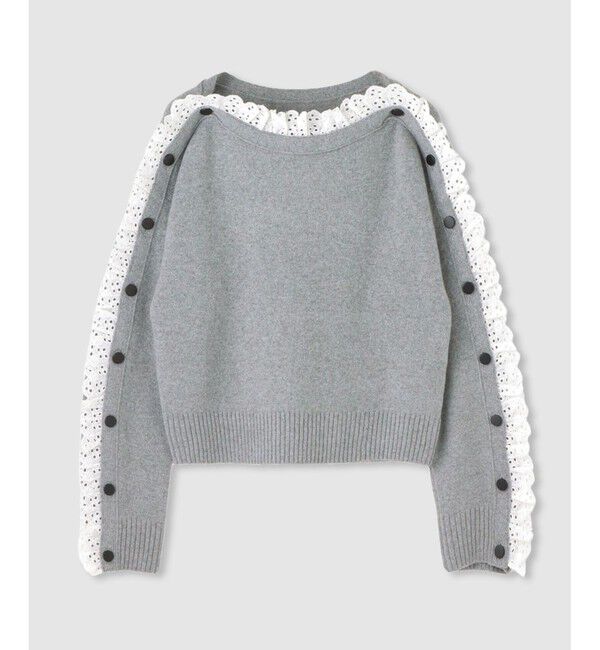 LOULOU WILLOUGHBY「【LOULOU WILLOUGHBY】ショルダーレース釦プルオーバー」|ニット・セーター|