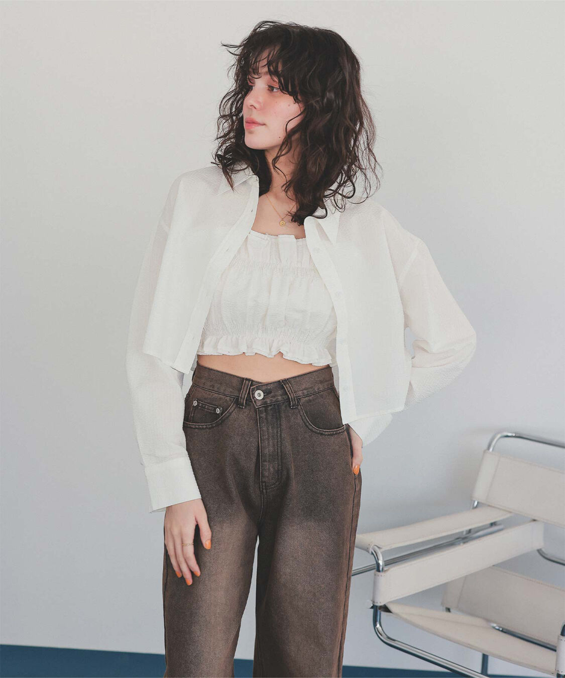 titivate「サッカーストライプシャツ」|シャツ・ブラウス|ホワイト