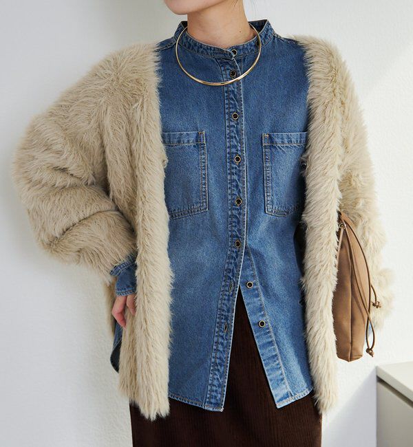  「デニムバンドカラーシャツ」|シャツ・ブラウス|