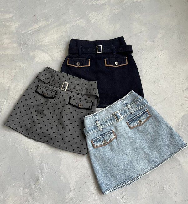  「【即日発送】ベルト付ミニスカート」|スカート|