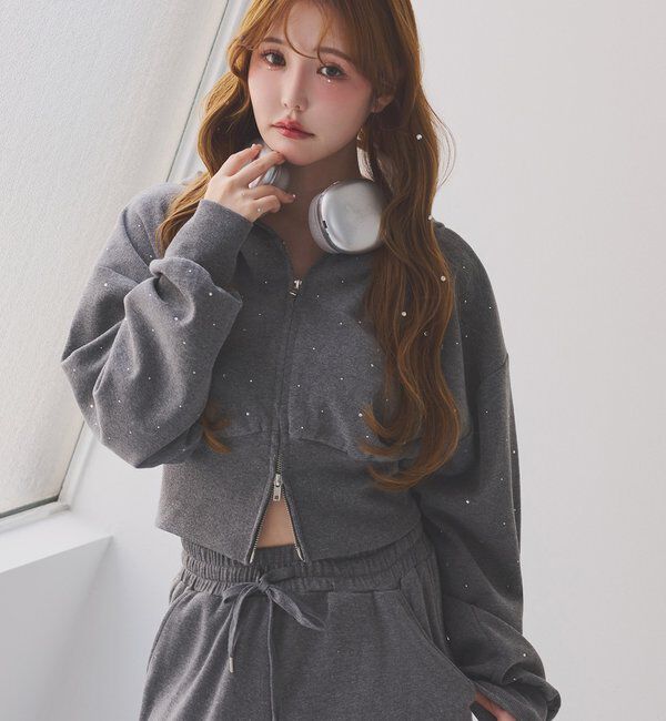  「セットアップ対応／ビジューパーカー」|プルオーバー|