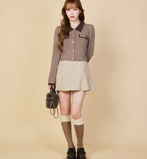  「金ボタン配色衿ニット」|ニット・セーター|