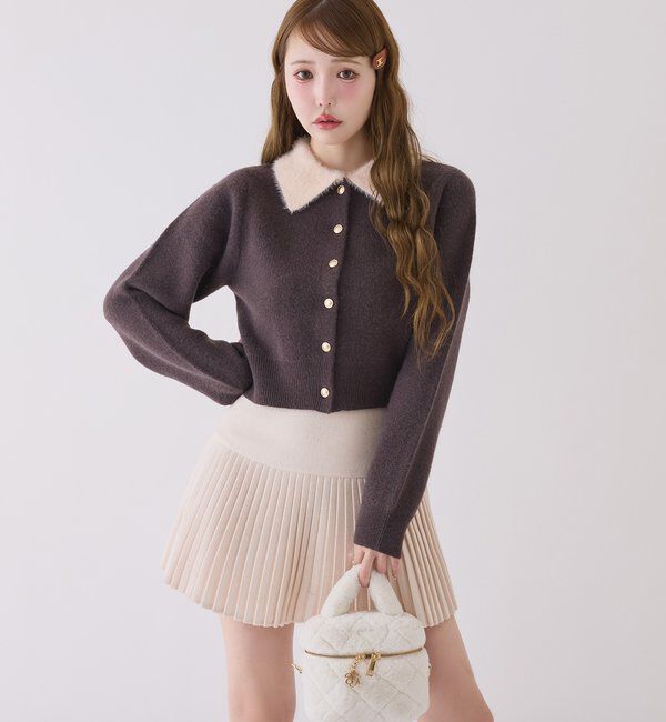  「シャギー襟配色ポロニット」|ニット・セーター|