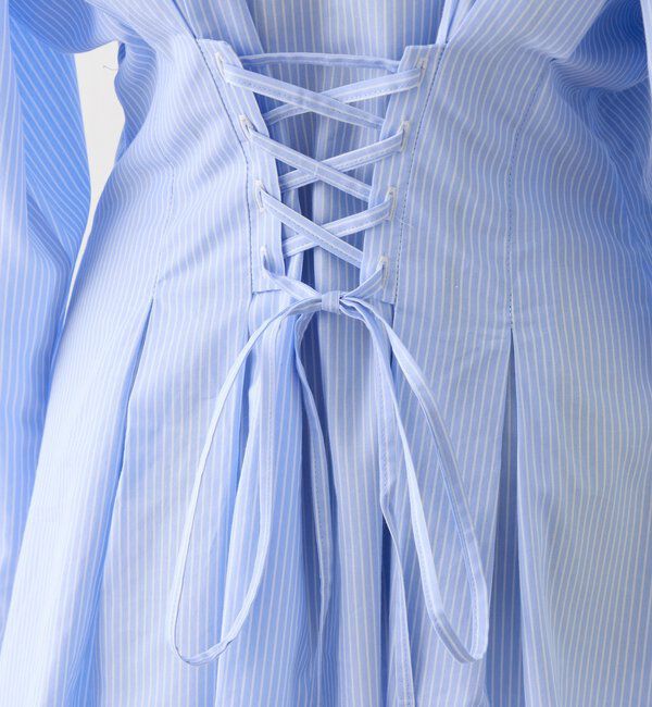  「【マイナス5キロ見え】レースアップシャツチュニック」|シャツ・ブラウス|