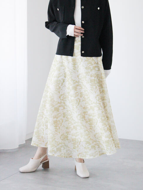 Te chichi TERRASSE「メッシュフラワーフレアスカート《2025spring catalog item》」|スカート|グリーン