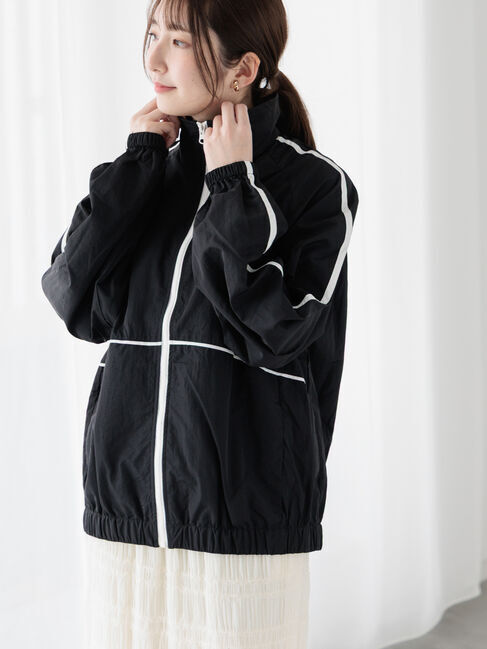 Te chichi TERRASSE「スタンド配色ブルゾン」|ブルゾン・スタジャン|ブラック