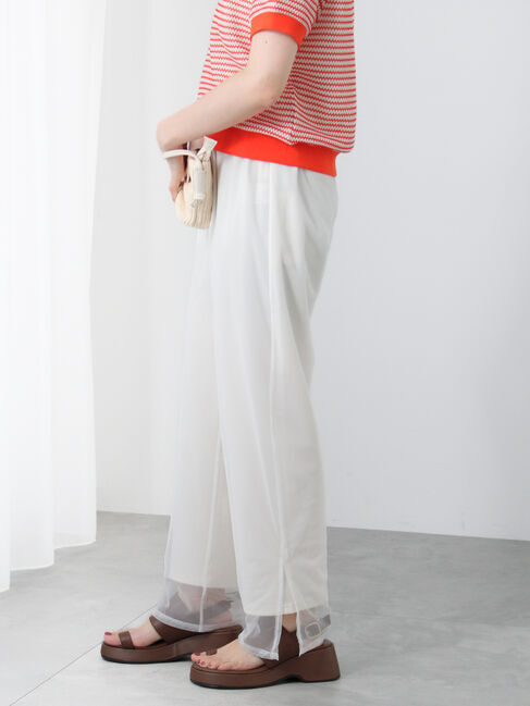 Te chichi TERRASSE「チュール重ねフレアパンツ」|その他|オフホワイト