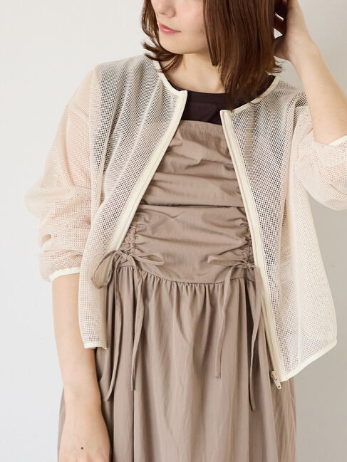 Te chichi TERRASSE「メッシュノーカラーブルゾン」|ブルゾン・スタジャン|キナリ