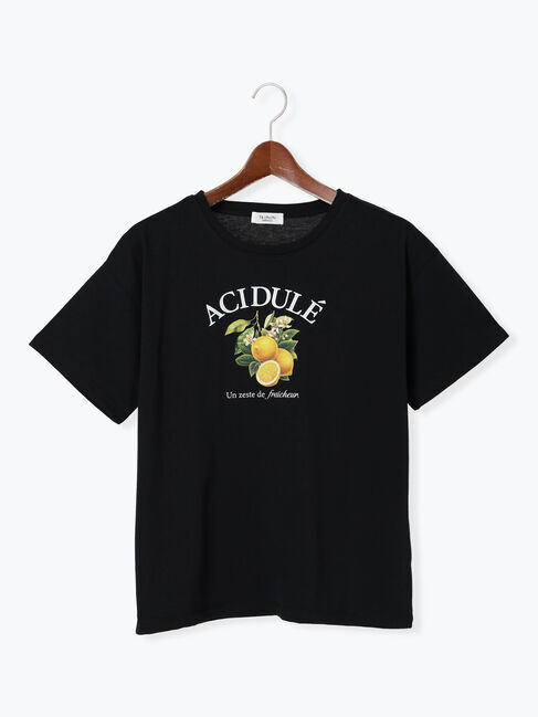 Te chichi TERRASSE「フルーツモチーフ柄Tシャツ」|Tシャツ・カットソー|ブラック