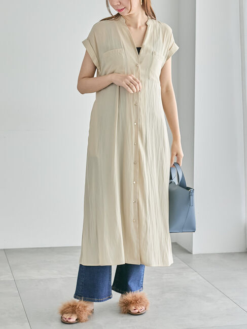 Te chichi「Wポケットサテンシャツワンピース」|ワンピース|