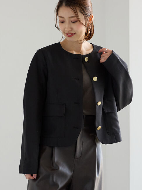 Te chichi「コンパクトノーカラージャケット」|その他|ブラック