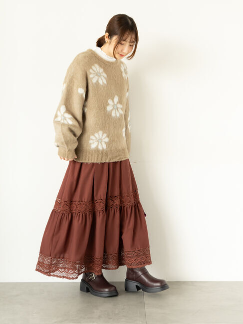 Te chichi TERRASSE「起毛花柄ジャカードニットプルオーバー」|ニット・セーター|