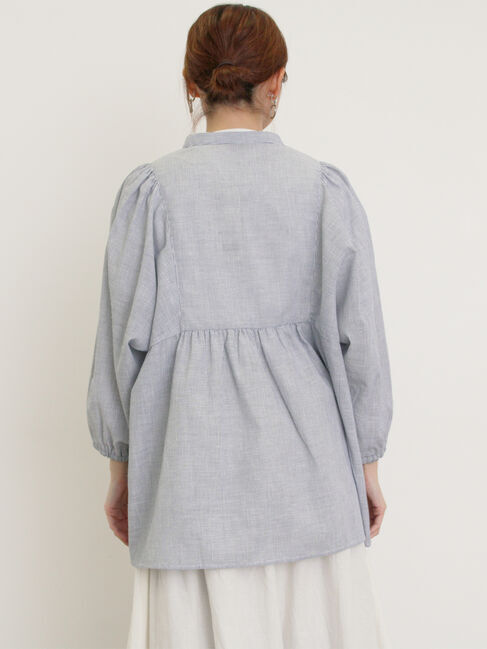 Samansa Mos2「切替ギャザーオーバーブラウス」|シャツ・ブラウス|