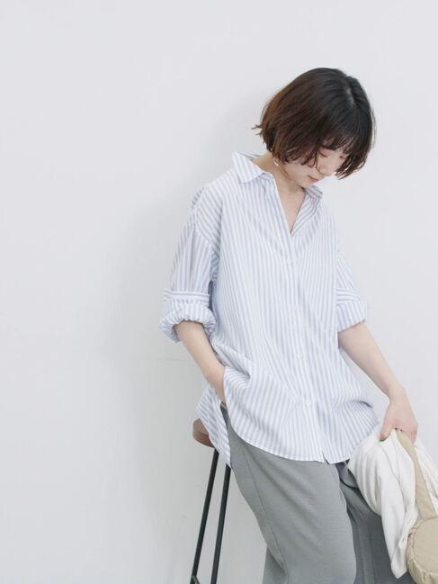 Samansa Mos2 blue「【接触冷感】マルチスタイルシャツ」|シャツ・ブラウス|
