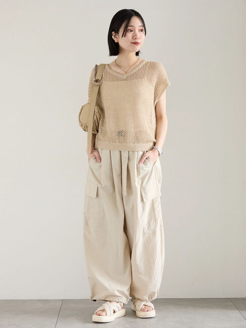 Samansa Mos2 blue「メランジラメメッシュニットベスト」|ニット・セーター|