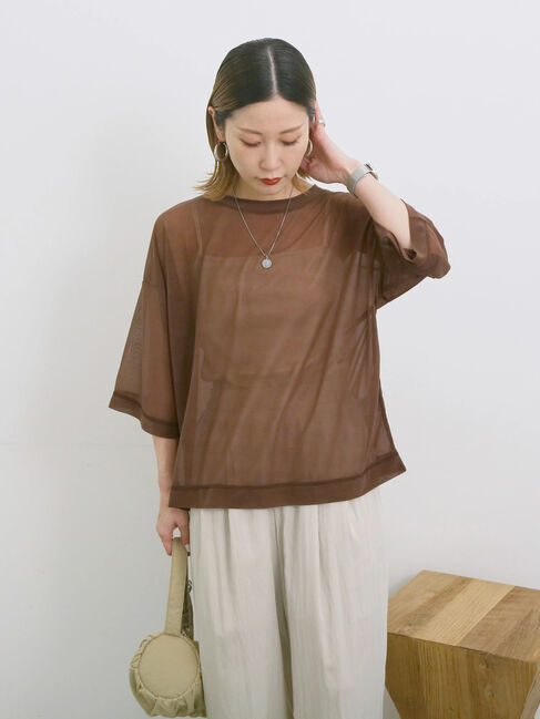 Samansa Mos2 blue「◎シアープルオーバー」|Tシャツ・カットソー|