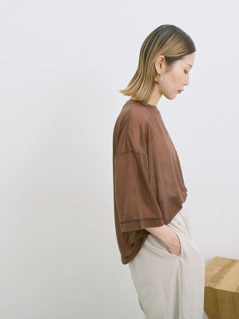 Samansa Mos2 blue「◎シアープルオーバー」|Tシャツ・カットソー|