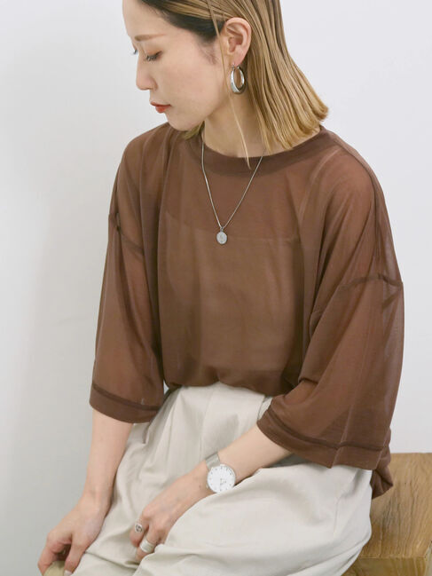 Samansa Mos2 blue「◎シアープルオーバー」|Tシャツ・カットソー|