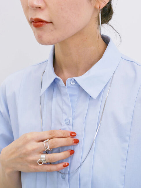 Samansa Mos2 blue「◎サイドギャザーシャツワンピース」|ワンピース|