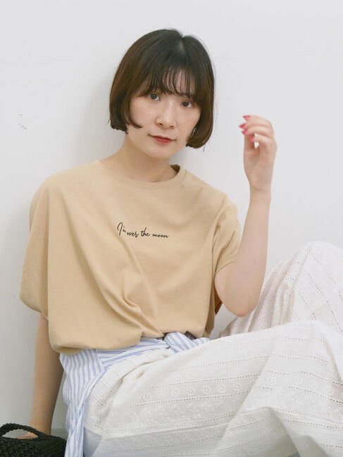 Samansa Mos2 blue「◎【接触冷感】ロゴプリントチュニック」|Tシャツ・カットソー|