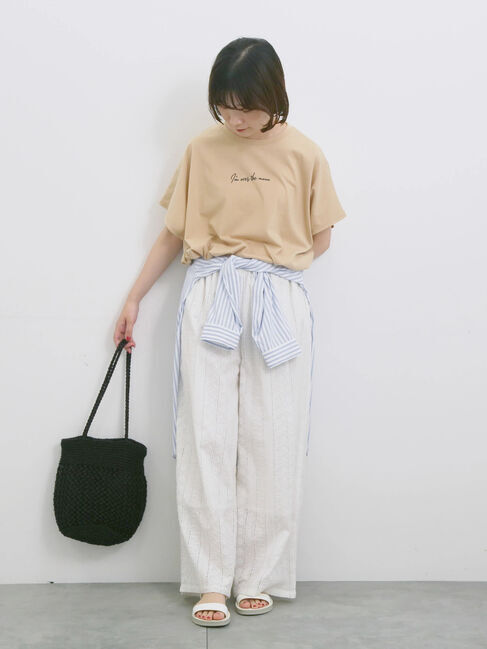 Samansa Mos2 blue「◎【接触冷感】ロゴプリントチュニック」|Tシャツ・カットソー|