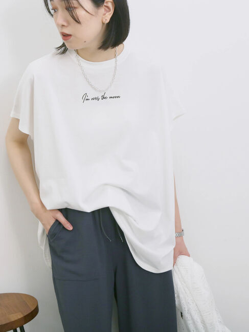 Samansa Mos2 blue「◎【接触冷感】ロゴプリントチュニック」|Tシャツ・カットソー|