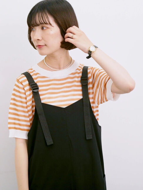 Samansa Mos2 blue「◎ボーダーニットプルオーバー」|ニット・セーター|