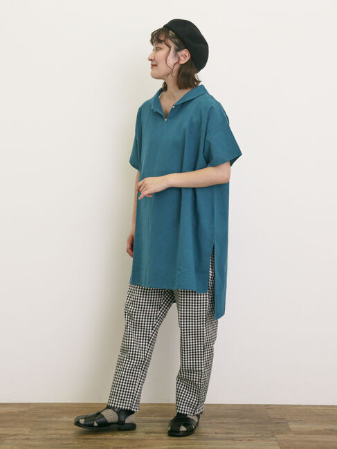 Samansa Mos2「【クールコットン】柄アソートスキッパーチュニック」|シャツ・ブラウス|