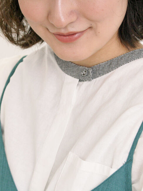 Samansa Mos2「【クールコットン】柄アソートクレリック袖タックブラウス」|シャツ・ブラウス|