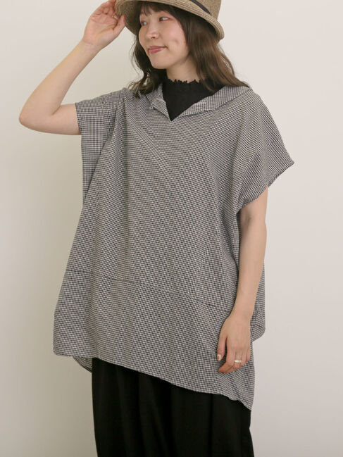 Samansa Mos2「【クールコットン】柄アソートフレンチスリーブチュニック」|シャツ・ブラウス|