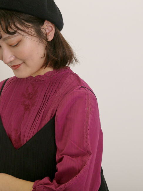 Samansa Mos2「フラワー柄刺繍レースブラウス」|シャツ・ブラウス|