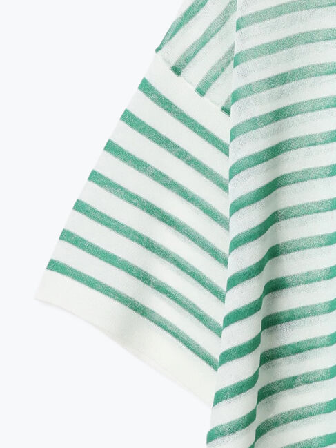 Samansa Mos2 blue「ボーダーロゴニットプルオーバー」|ニット・セーター|