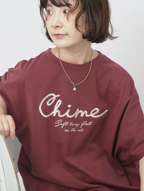 Samansa Mos2 blue「【接触冷感】ドルマンギャザー刺繍Tシャツ」|Tシャツ・カットソー|