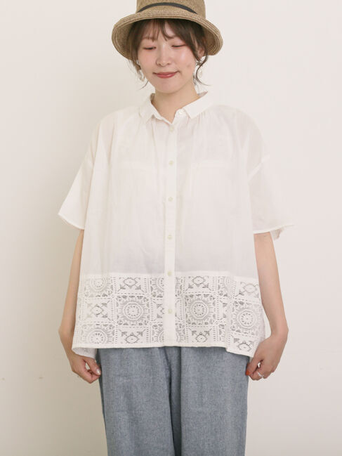 Samansa Mos2「インド裾レースシャツ」|シャツ・ブラウス|