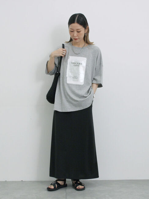 Samansa Mos2 blue「◎箔プリントTシャツ」|Tシャツ・カットソー|