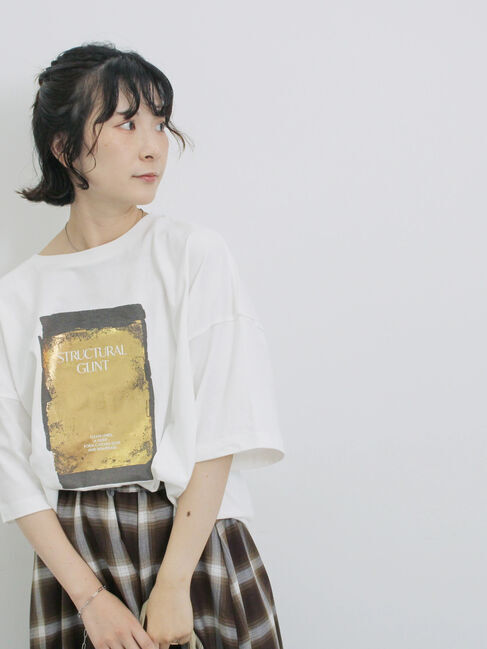 Samansa Mos2 blue「◎箔プリントTシャツ」|Tシャツ・カットソー|