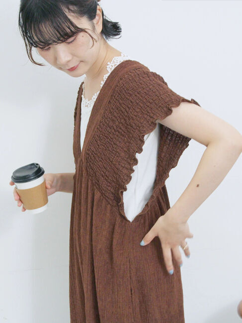 Samansa Mos2 blue「楊柳ワイドロンパース」|その他|