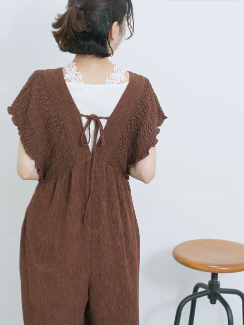 Samansa Mos2 blue「楊柳ワイドロンパース」|その他|