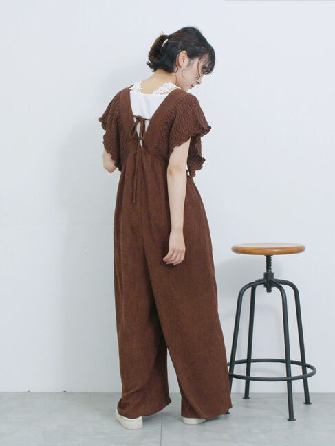 Samansa Mos2 blue「楊柳ワイドロンパース」|その他|