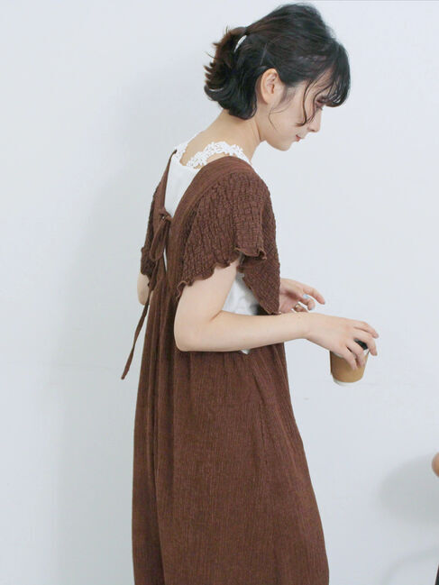 Samansa Mos2 blue「楊柳ワイドロンパース」|その他|