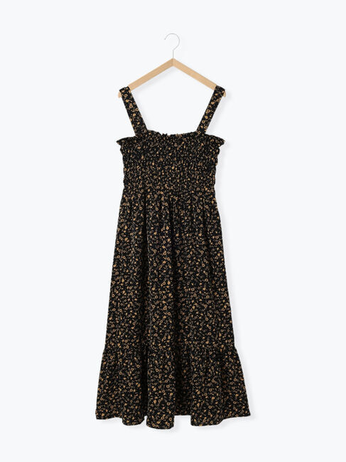 Samansa Mos2 blue「花柄シャーリングワンピース」|ワンピース|