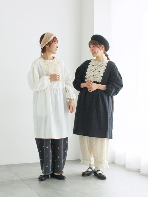 Samansa Mos2「【WEB限定】胸元レース貼りチュニック」|シャツ・ブラウス|