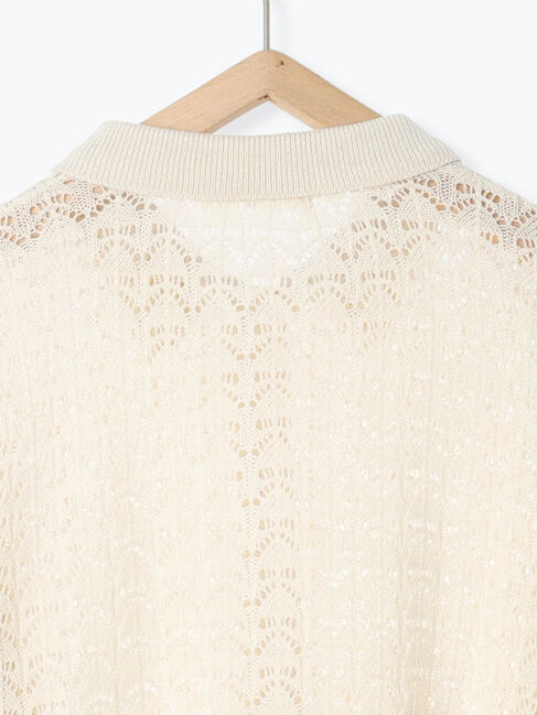 Samansa Mos2 blue「透かし柄ニットポロ」|ニット・セーター|