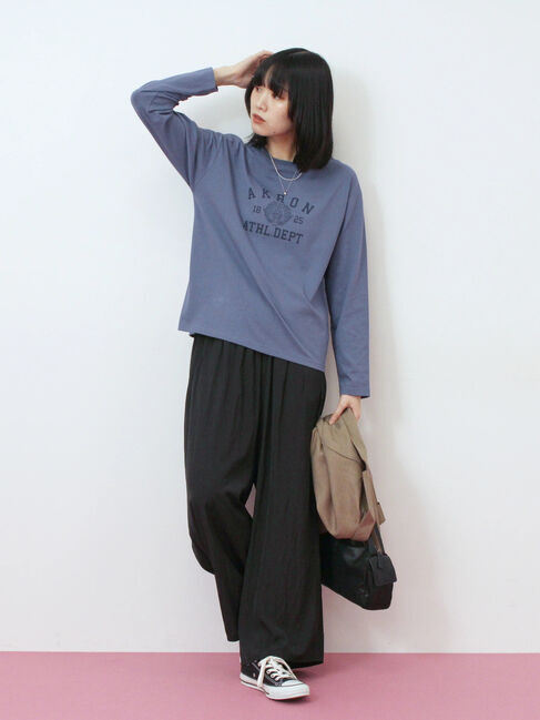 Samansa Mos2 blue「アソートプリントロンT」|Tシャツ・カットソー|